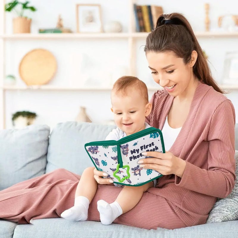 abcxgood Products My First Family Album photo book Holds 4 x 6 in photos soft baby book Suitable for newborns Children's personalized (Green) - Image 3